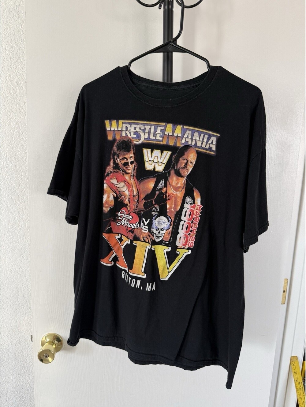 WWE WrestleMania XIV T-Shirt Shawn Michaels vs Stone Cold XL Black Vintage